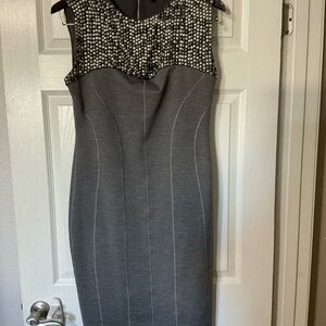 Ted Baker Gray Beaded Midi Sheath Dress